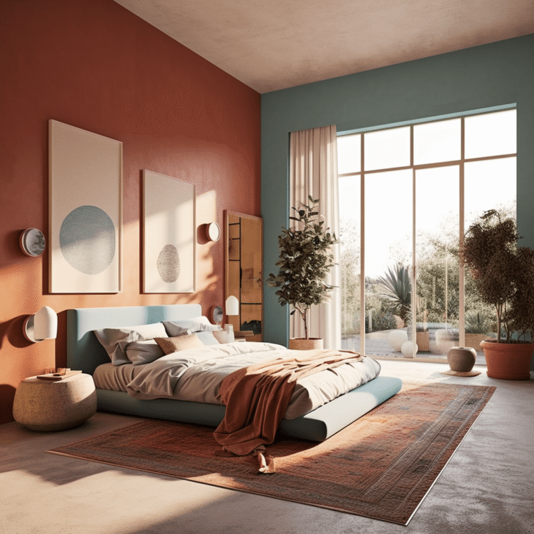 Terracotta Et Bleu Canard